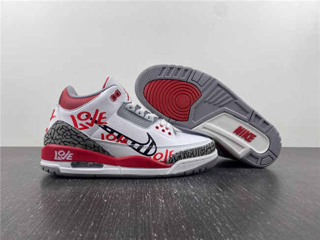 Men's Running weapon Air Jordan 3 Red/White Shoes 080 Men's Running weapon Air Jordan 3 Red/White Shoes 080